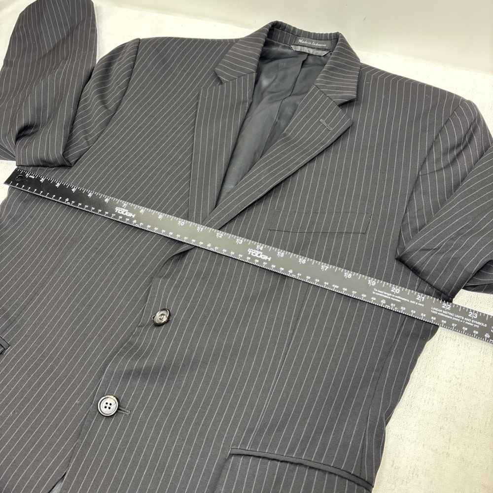 Ralph Lauren Mens Wool Black Pinstripe Blazer Suit Jacket Preppy Classic 42S EUC - Picture 10 of 12